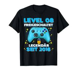 Level 8 Jahre Geburtstagsshirt junge Gamer 2016 Geburtstag T-Shirt von Level Up Birthday Awesome Gamer Level Unlocked