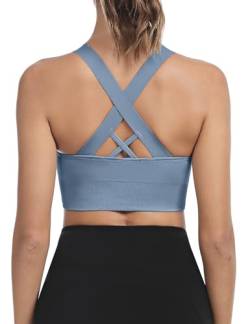 Leversic Sport BH Damen Push up, Sports Bra Ohne Bügel Sport BH Rückenfrei, mit Breiten Trägern für Besseren Halt und Unterstützung, 1pc-Blau, S von Leversic