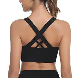 Leversic Sport BH Damen Push up, Sports Bra Ohne Bügel Sport BH Rückenfrei, mit Breiten Trägern für Besseren Halt und Unterstützung, 1pc-Schwarz, M von Leversic