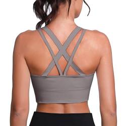 Leversic Sport BH Damen Push up, Sports Bra Ohne Bügel Sport BH Rückenfrei, mit Breiten Trägern für Besseren Halt und Unterstützung, 314-1pc Grau, S von Leversic