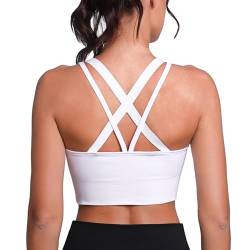 Leversic Sport BH Damen Push up, Sports Bra Ohne Bügel Sport BH Rückenfrei, mit Breiten Trägern für Besseren Halt und Unterstützung, 314-1pc Weiß, S von Leversic