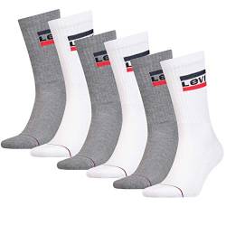 6 Paar Levis 144NDL Regular Cut SPR Unisex Socken Strümpfe 902012001, Farbe:062 - white/grey, Socken & Strümpfe:39-42 von Levi's