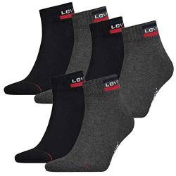 LEVIS Unisex-Adult Levi's Sportswear Logo Cut Multipack 6 Pack Casual Sock, mid Grey/Black, 39/42 von Levi's