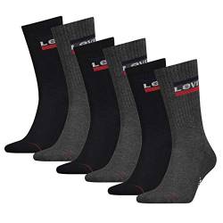 LEVIS Unisex-Adult Levi's Sportswear Logo Regular Cut Multipack 6 Pack Casual Sock, mid Grey/Black, 39/42 von Levi's