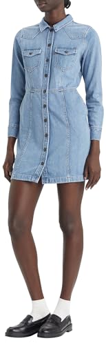 LEVIS Women's Flynn Western CORE Dress MED Indigo-Worn IN, Ringing Bells 2, Small von Levi's