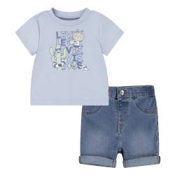 Levi's Baby-Jungen Tee and Short Set SBSS241 T-Shirt, Niagra Mist, 36 Months von Levi's