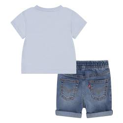 Levi's Baby-Jungen and Short Set SBSS241 Lvb Critter Stacked Logo Tee S 6ek235 T-Shirt, Niagra Mist, 6 Monate von Levi's