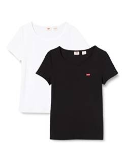 Levi's Damen 2-Pack Tee T-Shirt, White +/Mineral Black, L von Levi's