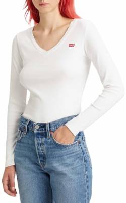 Levi's Damen Long-Sleeve V-Neck Baby Tee T-Shirt, White +, XS von Levi's
