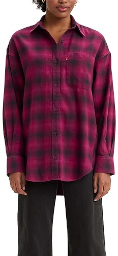 Levi's Damen Nola Oversized Shirt Hemd,Lina Plaid Boysenberry,M von Levi's