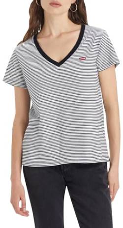 Levi's Damen Perfect V-Neck T-Shirt,Annalise Stripe Cloud Dancer,M von Levi's