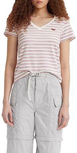 Levi's Damen Perfect V-Neck T-Shirt,Cool Stripe Cloud Dancer,XS von Levi's