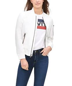 Levi's Damen Poly Bomber Jacket with Contrast Zipper Pockets Übergangsjacke, weiß, Groß von Levi's