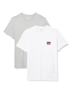 Levi's Herren 2-Pack Crewneck Graphic Tee T-Shirt, Sportswear High-Rise / White+, S von Levi's