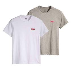 Levi's Herren 2-Pack Crewneck Graphic Tee T-Shirt, White / Mid Tone Grey Heather, L von Levi's