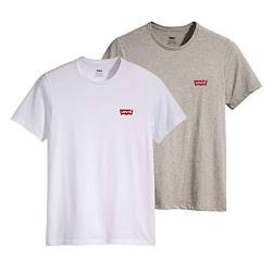 Levi's Herren 2-Pack Crewneck Graphic Tee T-Shirt, White / Mid Tone Grey Heather, M von Levi's