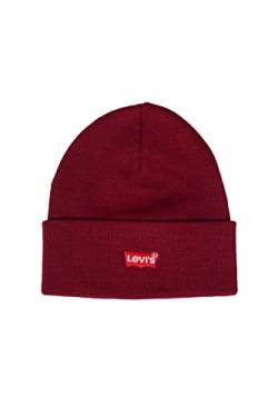 Levi's Herren RED Batwing Embroidered Slouchy Beanie Strickmütze, Rot (Dark Bordeaux 84), one Size von Levi's