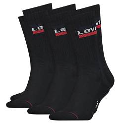 Levi's Herren Socken Regular Cut 120SF SPRT LT 3er Pack Crew Sportsocken Baumwolle 35-38 39-42 43-46 Schwarz Weiß Blau Grau, Größe:43-46, Farbe:Black (003), 100002670 von Levi's