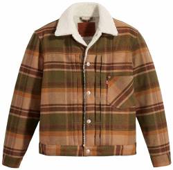 Levi's Herren Type I Sherpa Trucker Jacket Jacke, Barold Plaid Winter Moss, M von Levi's