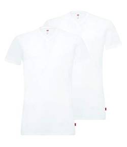 Levi's Herren V Neck T-Shirts Stretch Cotton 905056001 2er Pack, Farbe:Weiß, Menge:2er Pack (1x 2er), Größe:XL, Artikel:-300 White von Levi's