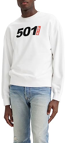 Levi's Men's Relaxd Graphic Sweater, 501 Logo Crew White+, M von Levi's