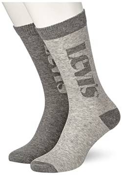 Levi's Unisex-Adult Logo Micro Stripe Regular Cut 2 Pack Classic Sock, mid Grey Melange, 39/42 von Levi's