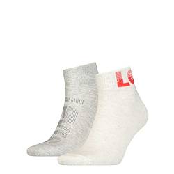 Levi's Unisex-Adult Logo Mid Cut Socks 2 Pack Quarter, White/Grey Melange, 39/42 von Levi's