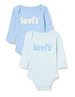Levi's Unisex Baby Lhn Poster Logo 2 Stück L/S Bodysu Nl0308 Overall, Vista Blue, 6 Monate von Levi's