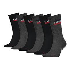 Levi's Unisex Crew Socken, Grau/Schwarz, 43/46 (6er Pack) von Levi's