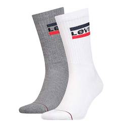 Levi's Unisex Crew Socken, Weiß/Grau, 35/38 (2er Pack) von Levi's
