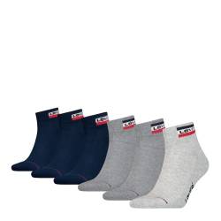 Levi's Unisex Quarter Socken, Grau/Blau, 43/46 (6er Pack) von Levi's