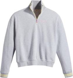 Levi's Women's Graphic Rue 1/4 Zip Crewneck Sweater, Logo Starstruck Heather Grey, S von Levi's