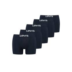 Levis Herren Boxershort SOLID Basic Boxer 5er Pack Männer Stretch Unterhosen Unterwäsche Retroshorts Set Baumwolle Blau L, Größe:L, Farbe:Navy (002) von Levi's