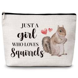 Eichhörnchen-Kosmetiktasche, "Just A Girl Who Loves Eichhörnchen", Reise-Make-up-Tasche, Geschenk für Eichhörnchen-Liebhaber, Tierliebhaber, inspirierende Geburtstagsgeschenke für Teenager, Mädchen, von Levitatinyear