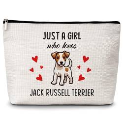 Kosmetiktasche für Hundeliebhaber, "Just A Girl Who Loves Dogs", Jack Russell Terrier, Make-up-Tasche, Geschenke für Hundeliebhaber, Haustierbesitzer, Geburtstags-, Weihnachtsgeschenke für Mädchen, von Levitatinyear