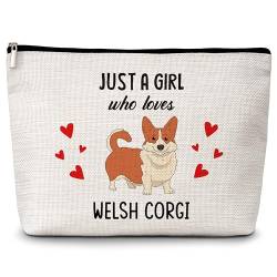 Kosmetiktasche für Hundeliebhaber, "Just A Girl Who Loves Dogs", Welsh Corgi Make-up-Tasche, Geschenke für Hundeliebhaber, Haustierbesitzer, Geburtstags- und Weihnachtsgeschenke für Mädchen, Frauen, von Levitatinyear