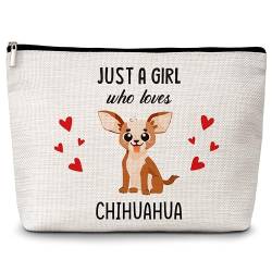 Kosmetiktasche für Hundeliebhaber, mit Aufschrift "Just A Girl Who Loves Dogs", Chihuahua-Make-up-Tasche, Geschenke für Hundeliebhaber, Haustierbesitzer, Geburtstags- und Weihnachtsgeschenke für von Levitatinyear