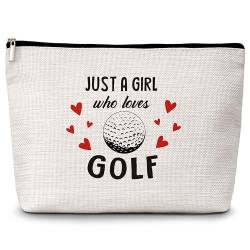 Kosmetiktasche mit Aufschrift "Just a Girl Who Loves Golf-Reise-Make-up-Tasche, Geschenke für Golfliebhaber, Glofer, inspirierende Geburtstagsgeschenke für Frauen, Teenager, Mädchen, Freunde, von Levitatinyear