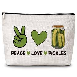 Kosmetiktasche mit Aufschrift "Peace Love Pickles", "Just A Girl Who Loves Pickles", Reise-Make-up-Tasche, Geschenk für Gurkenliebhaber, kleine, einzigartige Make-up-Tasche, Geburtstagsgeschenk für von Levitatinyear