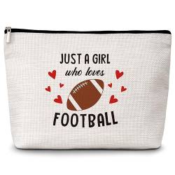 Kosmetiktasche mit Fußballgeschenken, "Just a Girl Who Loves Football", Reise-Make-up-Tasche, Fußball-Geschenke für Fußballliebhaber, Spieler, inspirierende Geburtstagsgeschenke für Frauen, Teenager, von Levitatinyear
