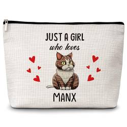 Manx Make-up-Tasche für Katzenliebhaber, Geschenk für Katzenliebhaber, Haustierbesitzer, Geburtstags- und Weihnachtsgeschenke für Mädchen, Frauen, Freunde, 77, Weiss/opulenter Garten von Levitatinyear