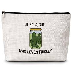 Pickle Kosmetiktasche, Just A Girl Who Loves Pickles Reise-Make-up-Tasche, Pickle-Geschenke für Gurkenliebhaber, kleine, einzigartige Make-up-Tasche, Geburtstagsgeschenk für Teenager, Mädchen, Frauen, von Levitatinyear