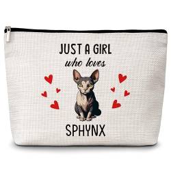 Sphynx Make-up-Tasche für Katzenliebhaber, Geschenk für Katzenliebhaber, Haustierbesitzer, Geburtstags-, Weihnachtsgeschenke für Mädchen, Frauen, Freunde, 85, Weiss/opulenter Garten von Levitatinyear