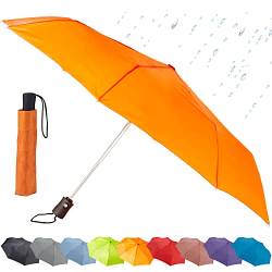 Lewis N. Clark Compact & Lightweight Travel Umbrella öffnet & schließt automatisch, Orange, One Size von Lewis N. Clark