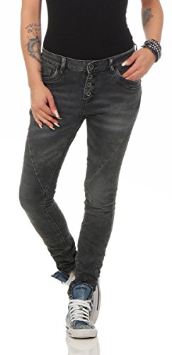 10118 fashion4young Knackige Damen Jeans Röhrenjeans Hose Boyfriend Style Damenjeans Streetstyle, Anthrazit, XL von Lexxury