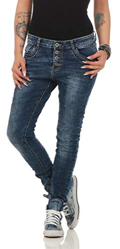 10118 fashion4young Knackige Damen Jeans Röhrenjeans Hose Boyfriend Style Damenjeans Streetstyle, Blau, 3XL von Lexxury