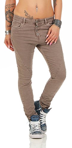 10118 fashion4young Knackige Damen Jeans Röhrenjeans Hose Boyfriend Style Damenjeans Streetstyle, Cinder, L von Lexxury