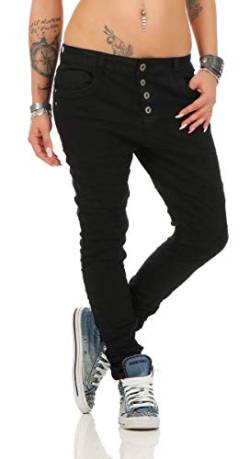 10118 fashion4young Knackige Damen Jeans Röhrenjeans Hose Boyfriend Style Damenjeans Streetstyle, Schwarz, M von Lexxury