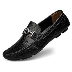 Lfzhjzc Herren-Loafer und Mokassins, dämpfender, verschleißfester, Rutschfester Penny-Loafer, atmungsaktiv, bequem, Stabiler Schwerpunkt, Fahrschuhe, Business-Schuhe (Color : Black, Size : 48 EU) von Lfzhjzc