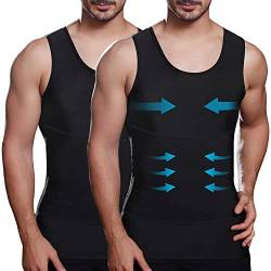 Lgtfy Herren Bauchweg Body Shaper Weste Gynäkomastie Kompressions-Shirts Bauchkontrolle Unterhemden - Wechsel in Sekunden, 2 Stück schwarz, Mittel von Lgtfy